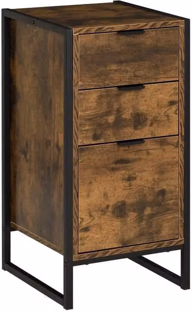 ERGOVEXA Industrial 3-Drawer Bedroom Chest of Drawers in Rustic Brown