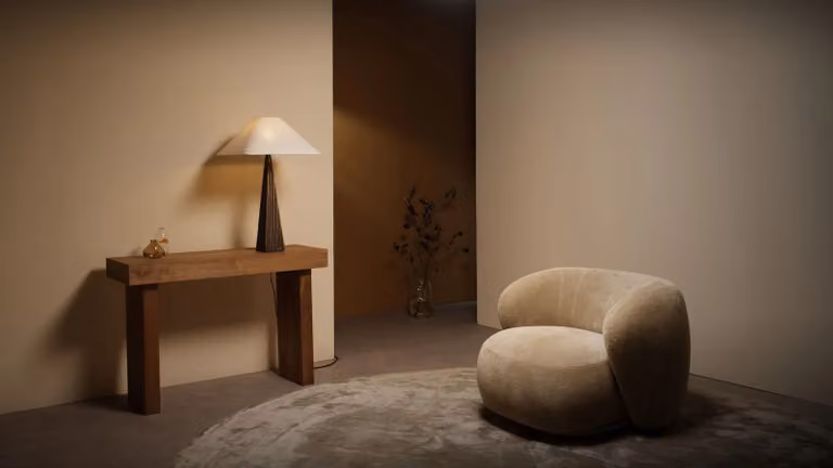 CTO Lighting Cubist Table Lamp in Bronze and White with Metal and Wood Details