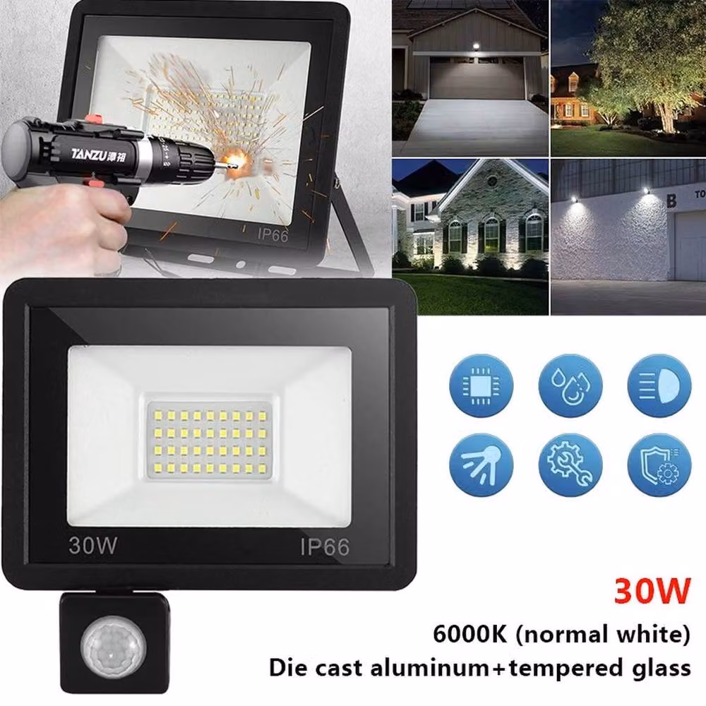 SPETLEK Black LED Outdoor Floodlight with Motion Sensor and Cool White SMD Light – 3
