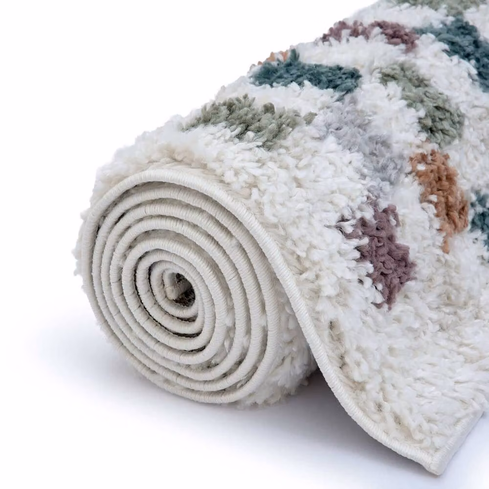 THE RUGS Moodi Multicolour Chequered Shaggy High Pile Living Room Rug, W: 160 cm, D: 230 cm – 5