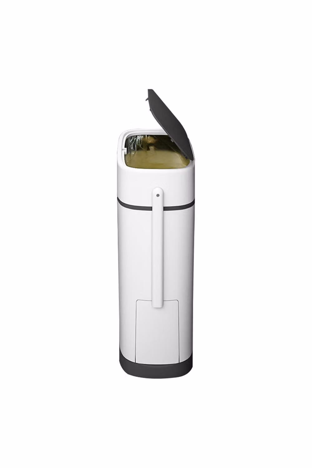 ExtraStar Slim Plastic Touch Trash Can with Built-in Toilet Brush in White – 3