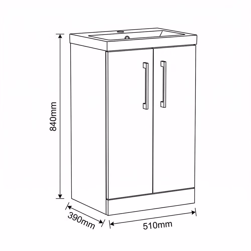Balterley Modern Bathroom Vanity Unit with Basin and 2 Soft Close Doors, Satin Grey, W: 50 cm, D: 40 cm, H: 84 cm – 3