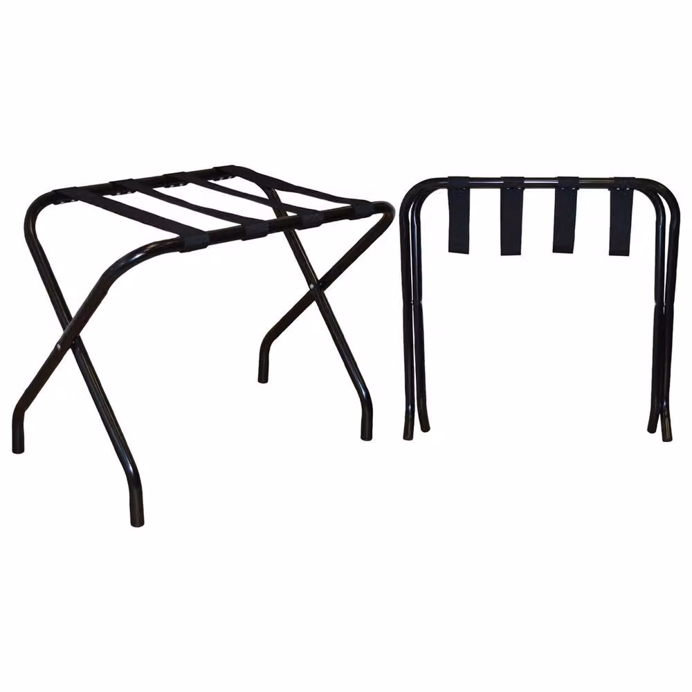 Nordara 2-Pack Folding Metal Luggage Rack in Black for Bedroom Storage, W/D/H: 55 x 38 x 67 cm – 2