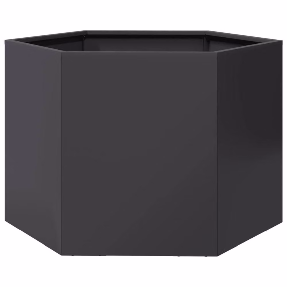 Berkfield Home Durable Steel Hexagon Garden Planter, Black, W: 69 cm, D: 60 cm, H: 45 cm – 3