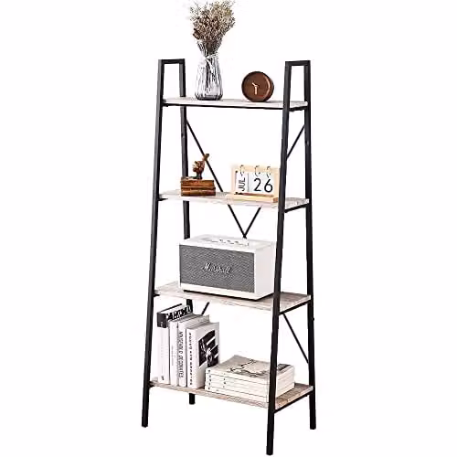 MCC Direct 4-Tier Modern Ladder Bookshelf in Beige, H 148 x W 60 x D 35 cm