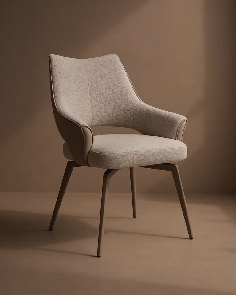 Tommy Franks Flores Swivel Chair in Beige Fabric with Armrests