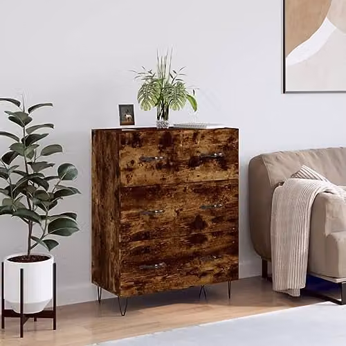 vidaXL Modern Sideboard in Smoked Oak, W/D/H: 69.5 x 34.0 x 90.0 cm – 2