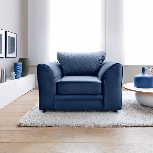 Abakus Direct Chicago Modern Tub Armchair in Silver Blue Velvet