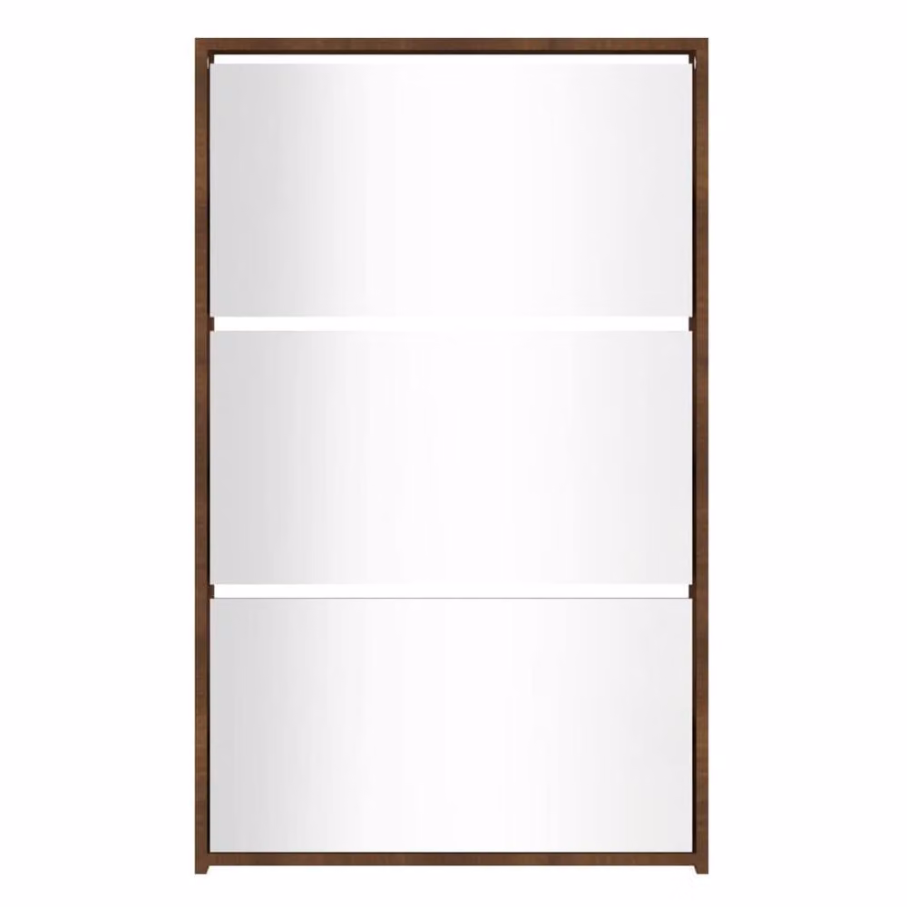 Berkfield Home Modern 3-Layer Shoe Cabinet with Mirror in Brown Oak, W/D/H: 63 x 17 x 102.5 cm – 3