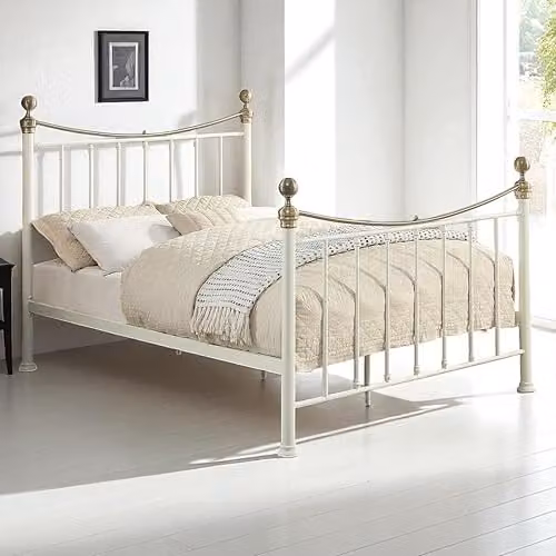 OAT Home Hampstead Victorian Metal Bed Frame in White, Double, W: 140 cm, D: 200 cm, H: 135 cm
