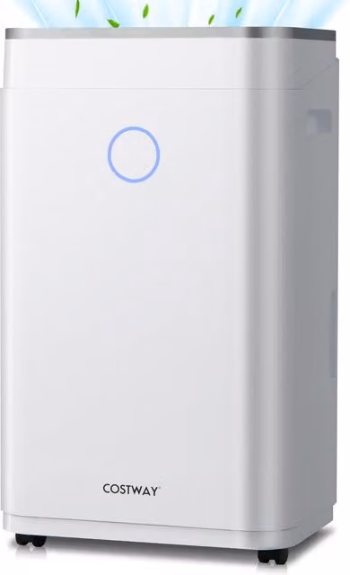 Costway White Home Dehumidifier with 3 Modes and Wheels