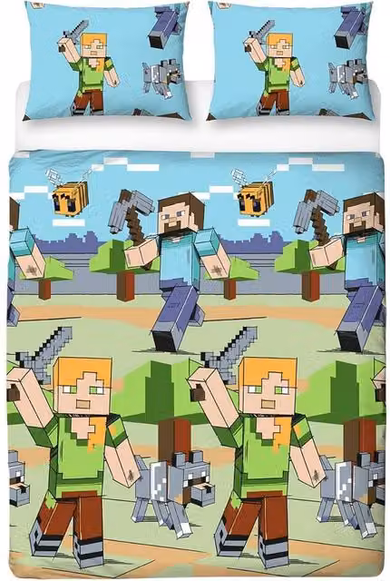 Minecraft Reversible Duvet Cover and Pillowcase Set, Multicolour, W: 140 cm, L: 200 cm – 1
