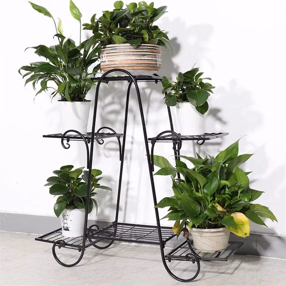 EONLION 6-Tier Metal Plant Stand Display Shelf in Matt Black, W/D/H: 50 x 50 x 50 cm – 3