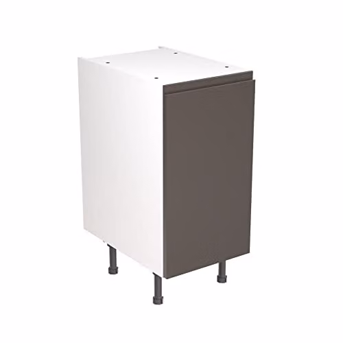 Kitchen Kit Graphite Gloss Flatpack Base Cabinet with J-Pull Doors, W/D/H: 40.0 x 57.0 x 87.0 cm