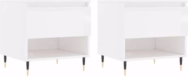 Berkfield Home Set of 2 High Gloss White Modern Coffee Tables, W/D/H: 50 x 46 x 50 cm