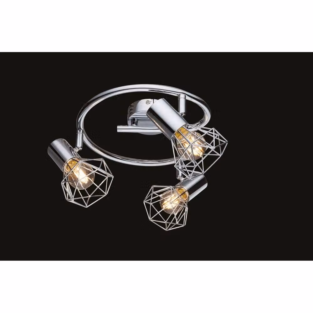 Netlighting Xara I Ceiling Spotlight Cluster in Chrome and Grey with 3x E14 Sockets – 4