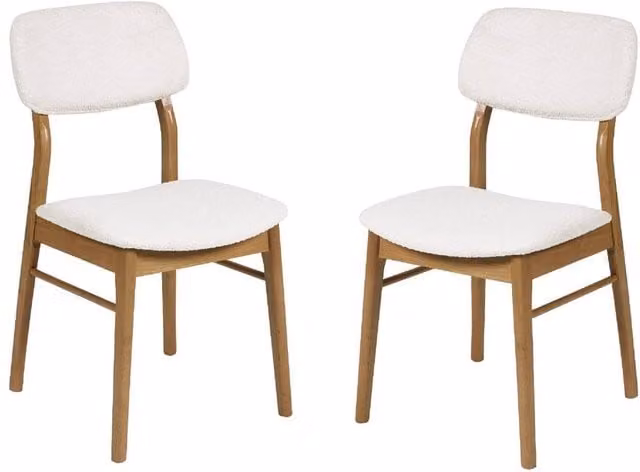 Cheshire Sorella Set of 2 White Bouclé Upholstered Dining Chairs