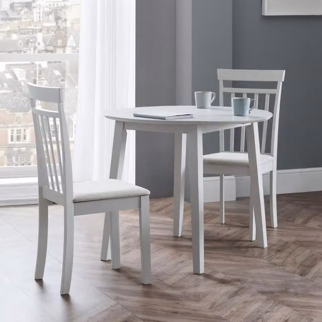 Julian Bowen Coast Grey Drop Leaf Round Dining Table and 3 Chairs Set