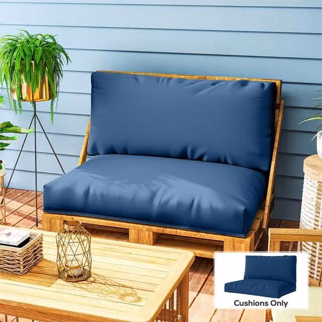 EONLION Navy Blue 2 Seater Pallet Furniture Cushions, W/D/H: 120 x 100 x 45 cm