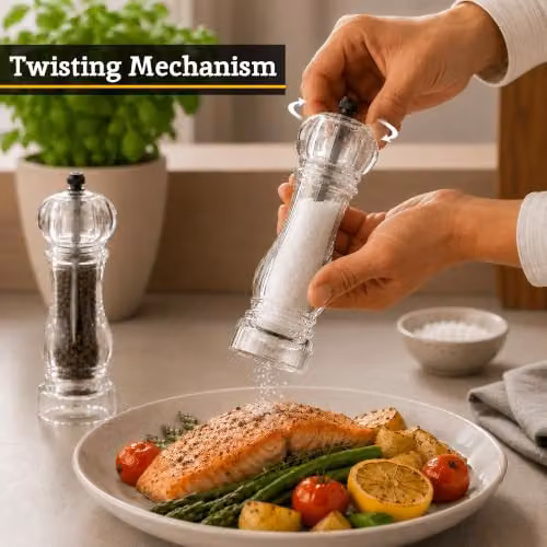 Premier Housewares Small Acrylic Salt and Pepper Mill Set in Transparent and Green – 4