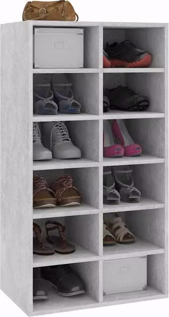 Berkfield Home Grey MDF Shoe Rack, W: 54 cm, D: 34 cm, H: 100.5 cm