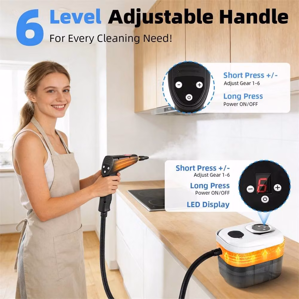 SPETLEK 2500W High-Temperature Steam Cleaner with 1700ml Tank and Extension Rod, White – 4