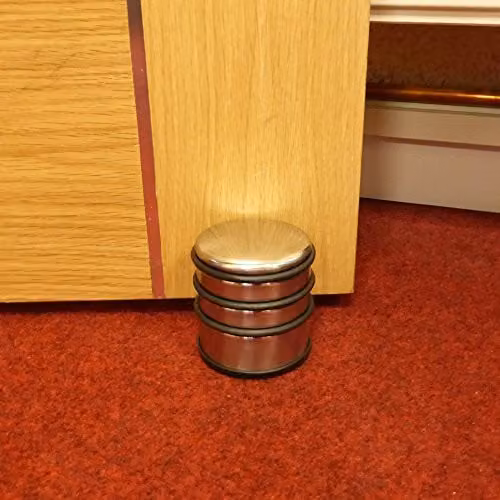 Orsina Chrome and Stainless Steel Floor Standing Door Stopper with Black Rubber Base in Silver – 2