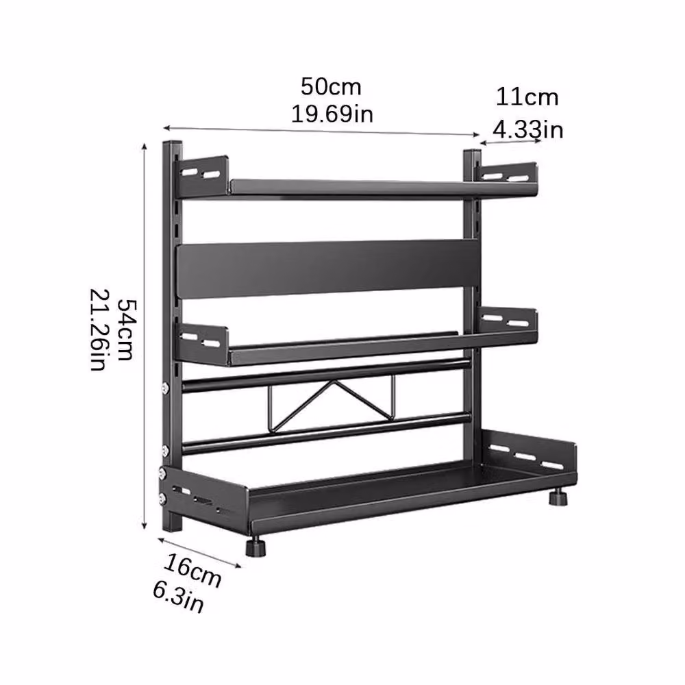 Kelvenix 3 Layer Metal Spice Rack in Black – 2
