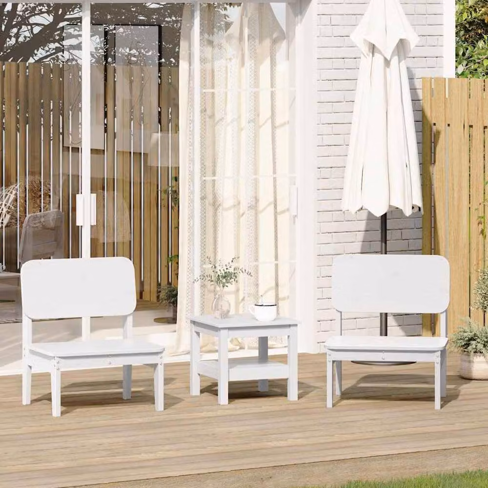 Berkfield Home Set of 2 White Rustic Solid Wood Pine Garden Chairs W: 60 cm, D: 52.5 cm, H: 72 cm – 2