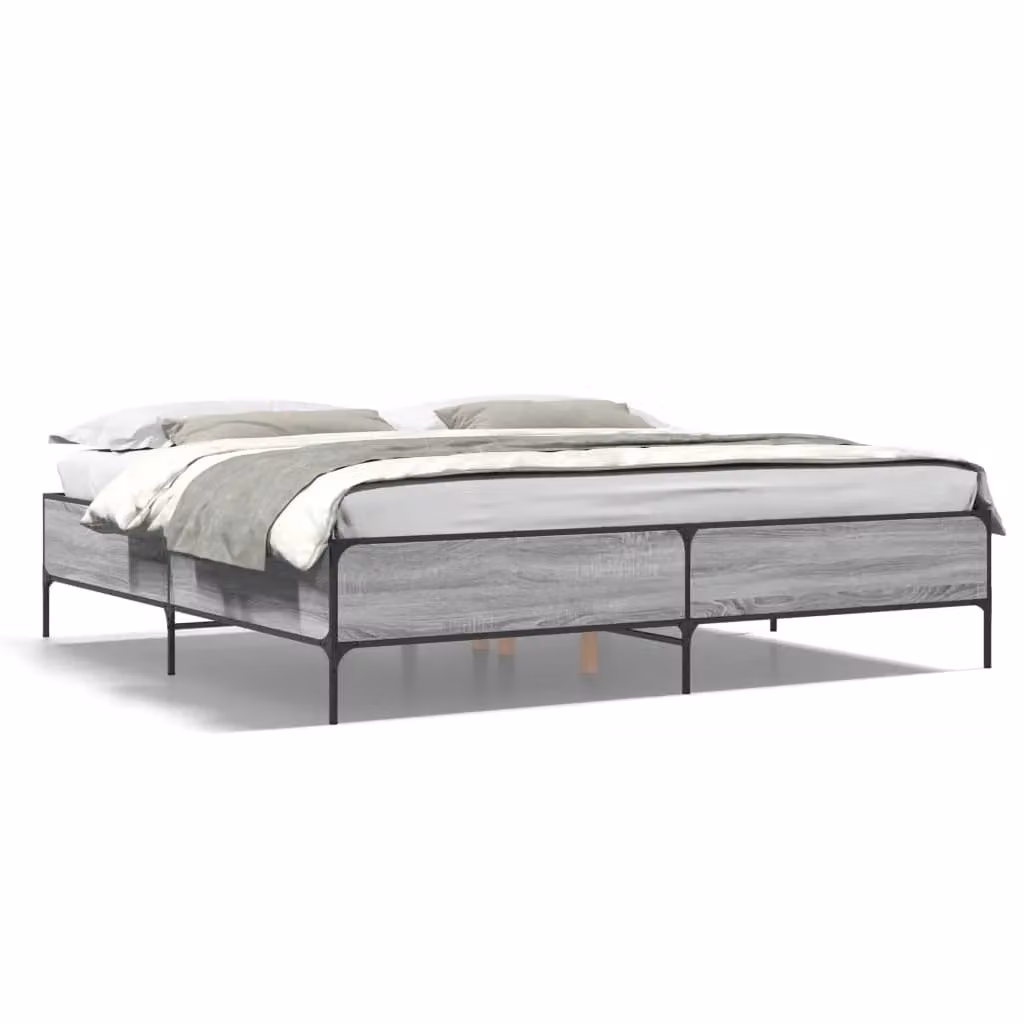 Berkfield Home Modern Bed Frame in Grey Sonoma, 200 x 200 cm – 2