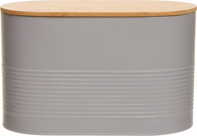 Orsina Alton Grey Bread Bin with Metal and Bamboo Lid