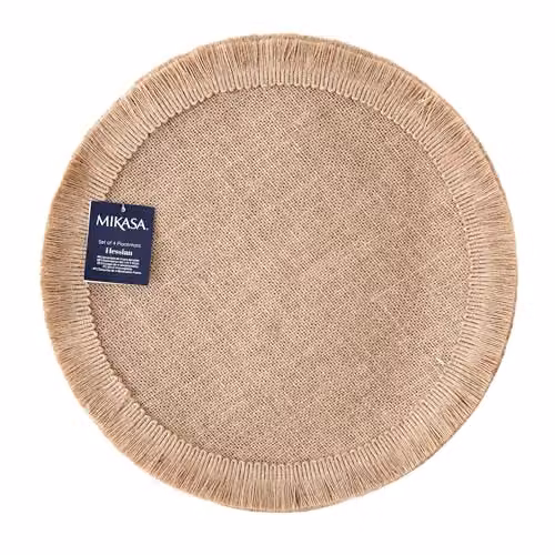 Mikasa Set of 4 Round Jute Woven Placemats, Beige, Diameter: 38 cm – 1