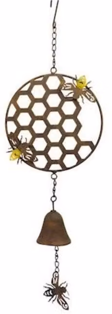 KDMD Honeycombe Geometric Metal Windchime in Gold and Brown