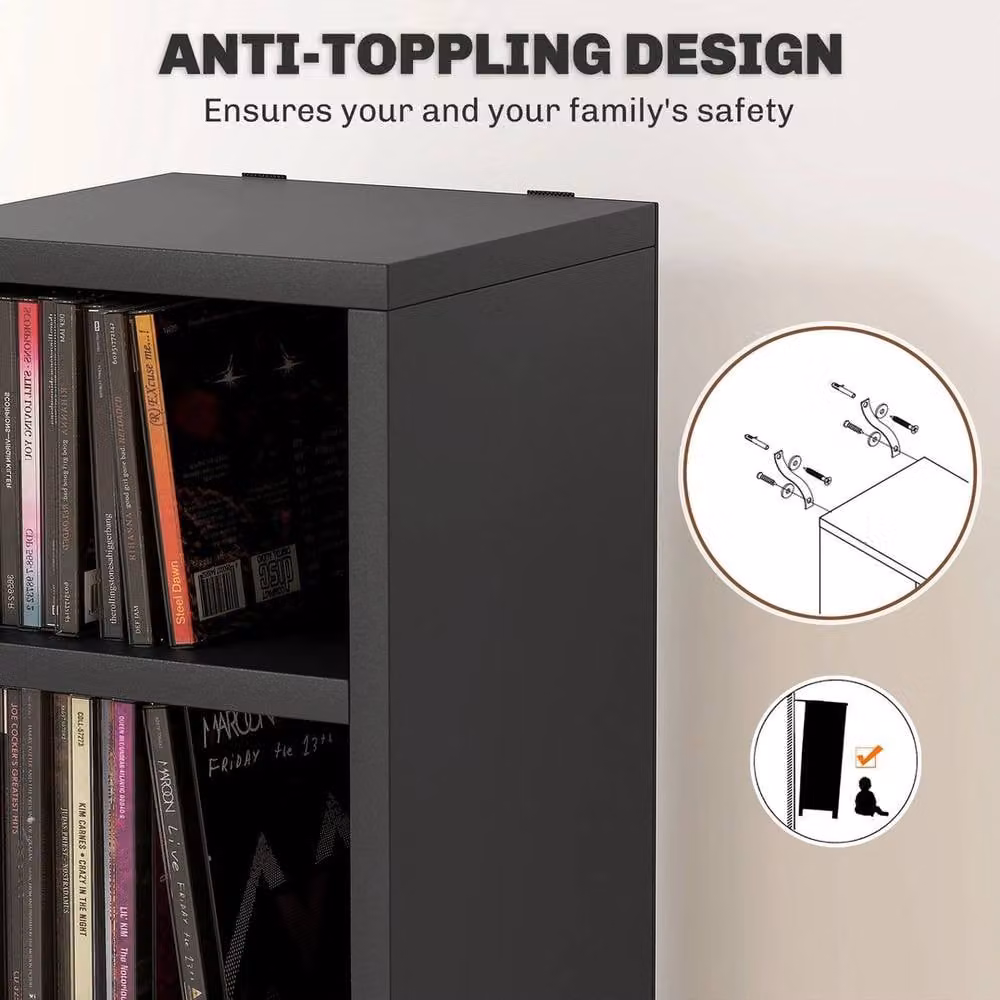 NESTLUNE 204 CD Storage Tower in Black, Height: 100 cm, Width: 15 cm – 3