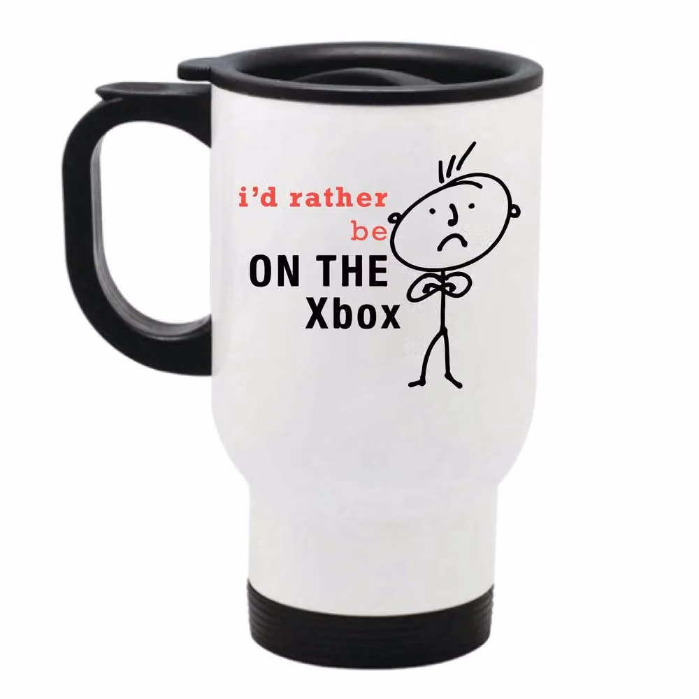 60 Second Makeover Men's I'd Rather Be On The Xbox Metal Travel Mug in White – 2