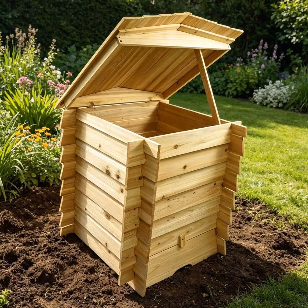 Havendro 300L Wooden Compost Bin in Natural Brown and Beige – 5