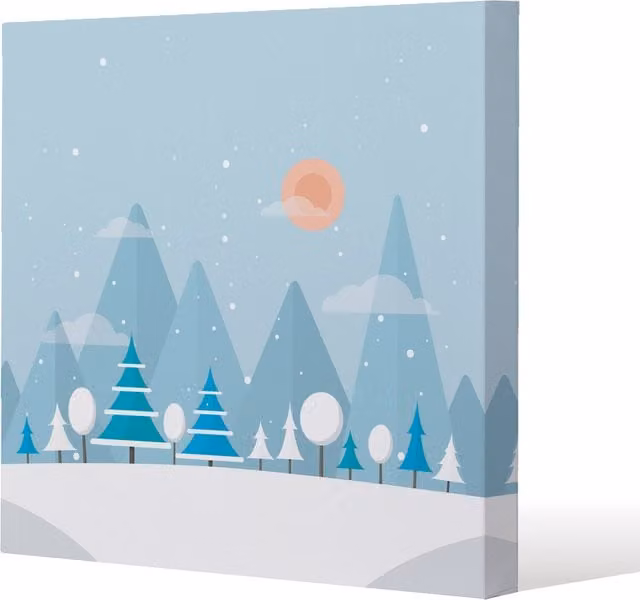 Benjamin Tate Design LTD Christmas Snow Nature Background Canvas in Blue, 90 cm