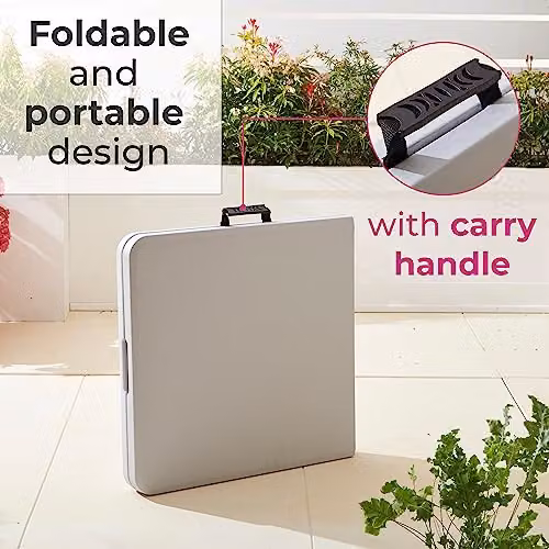 Neo Portable Folding Table for Camping and Garden Use, W/D/H: 124 x 61 x 74 cm – 4