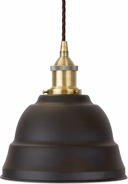 SE Home Lincoln Pendant Light in Matt Black and Antique Brass with Brown Twisted Detail – 1