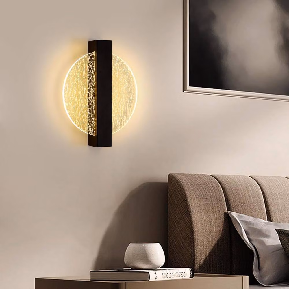 Goeco Modern Round LED Wall Light, 12W, Warm White 3000K, Black or Gold/Brass – 3