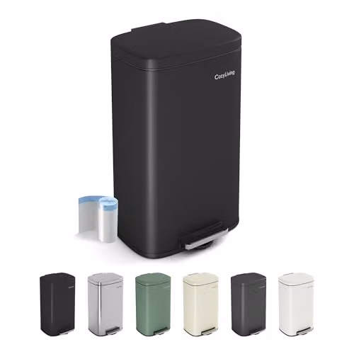 MCC Direct 30L Stainless Steel Pedal Bin with Soft Close Lid and Removable Inner Bucket, Black – 1