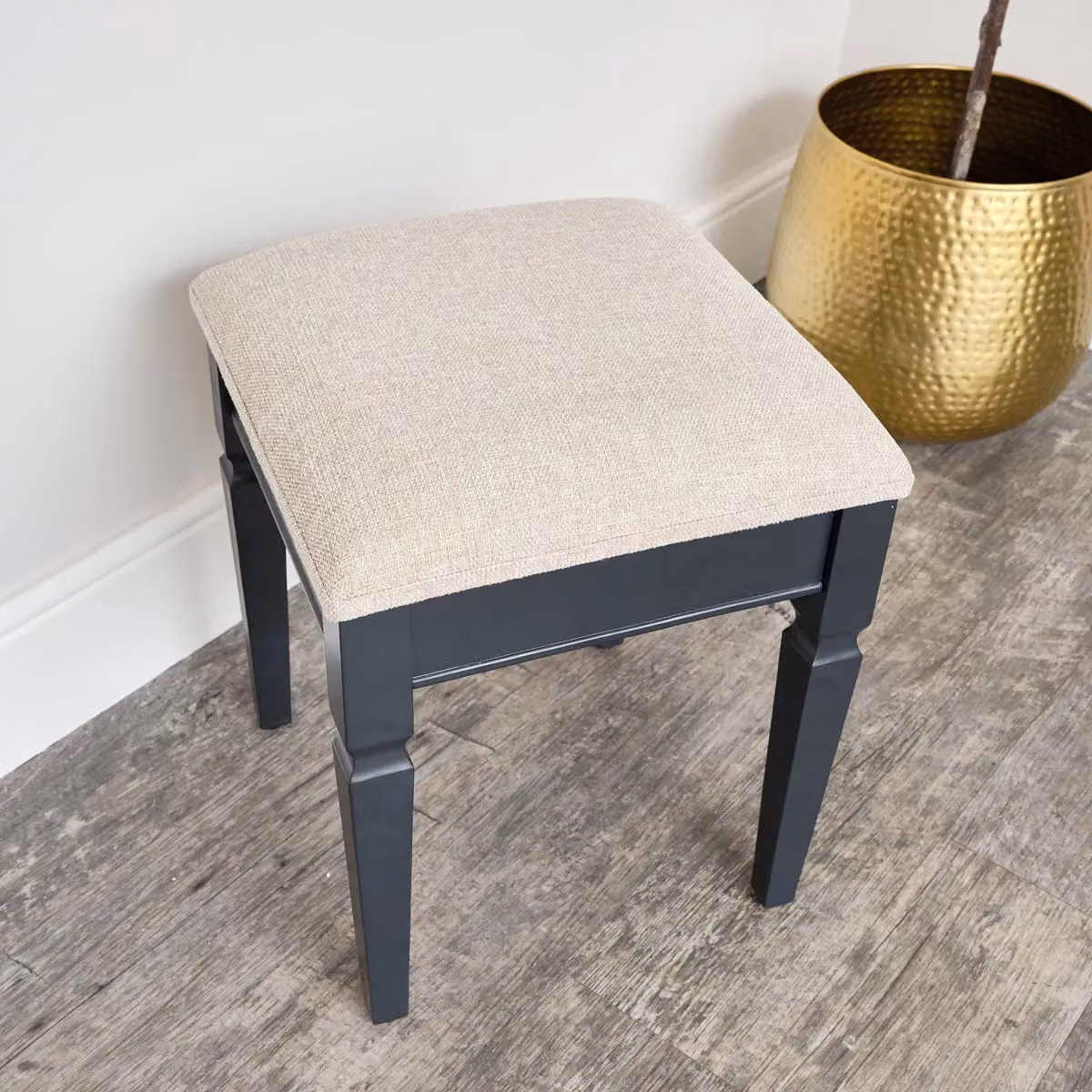 Melody Maison Daventry Navy Black Cushioned Dressing Table Stool with Wood Frame – 2