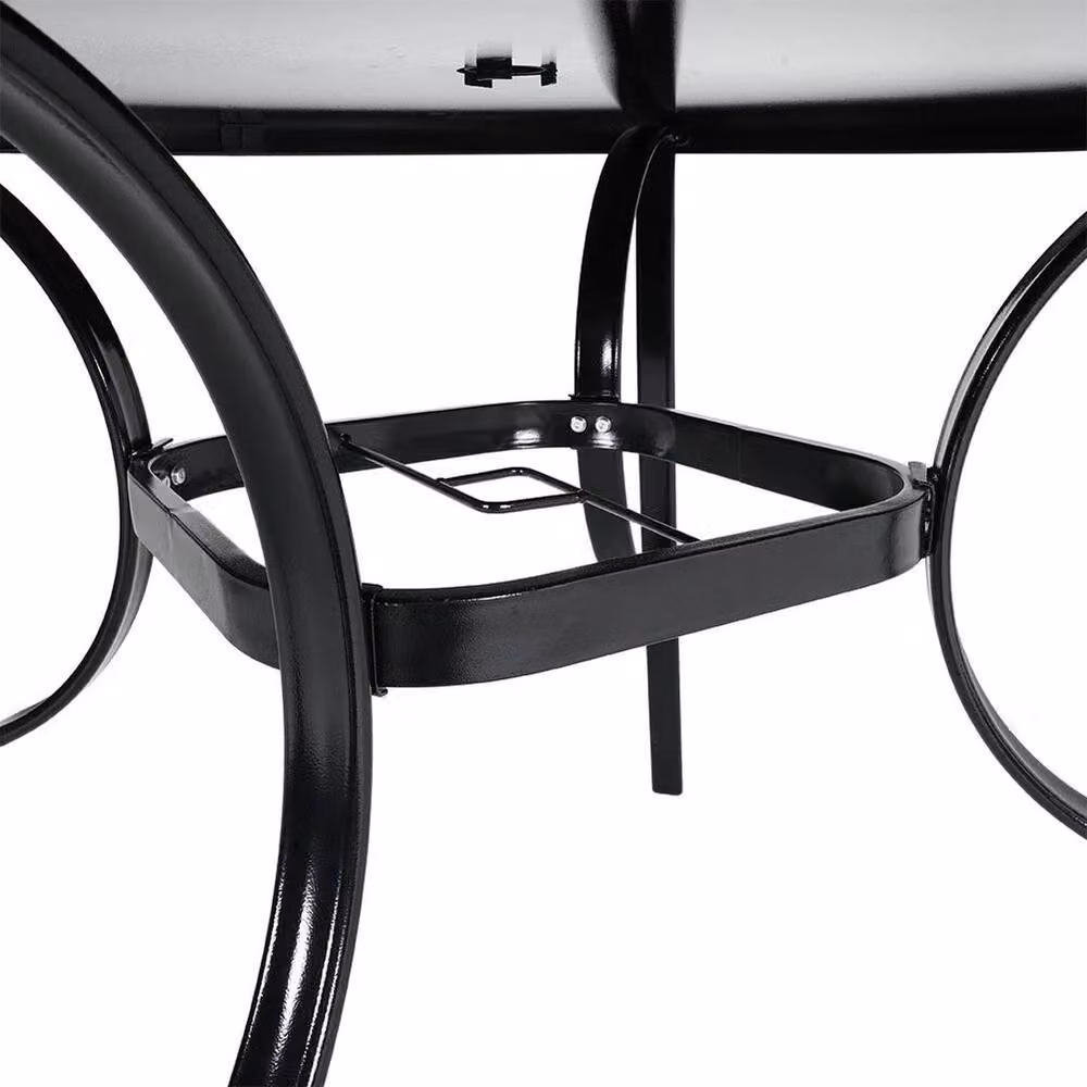 FORGEVIO Black Round Dining Table with Parasol Hole, Diameter: 105 cm – 4