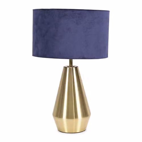 ValueLights Gold Metal Touch Dimmer Table Lamp with Navy Blue Velvet Shade – 1