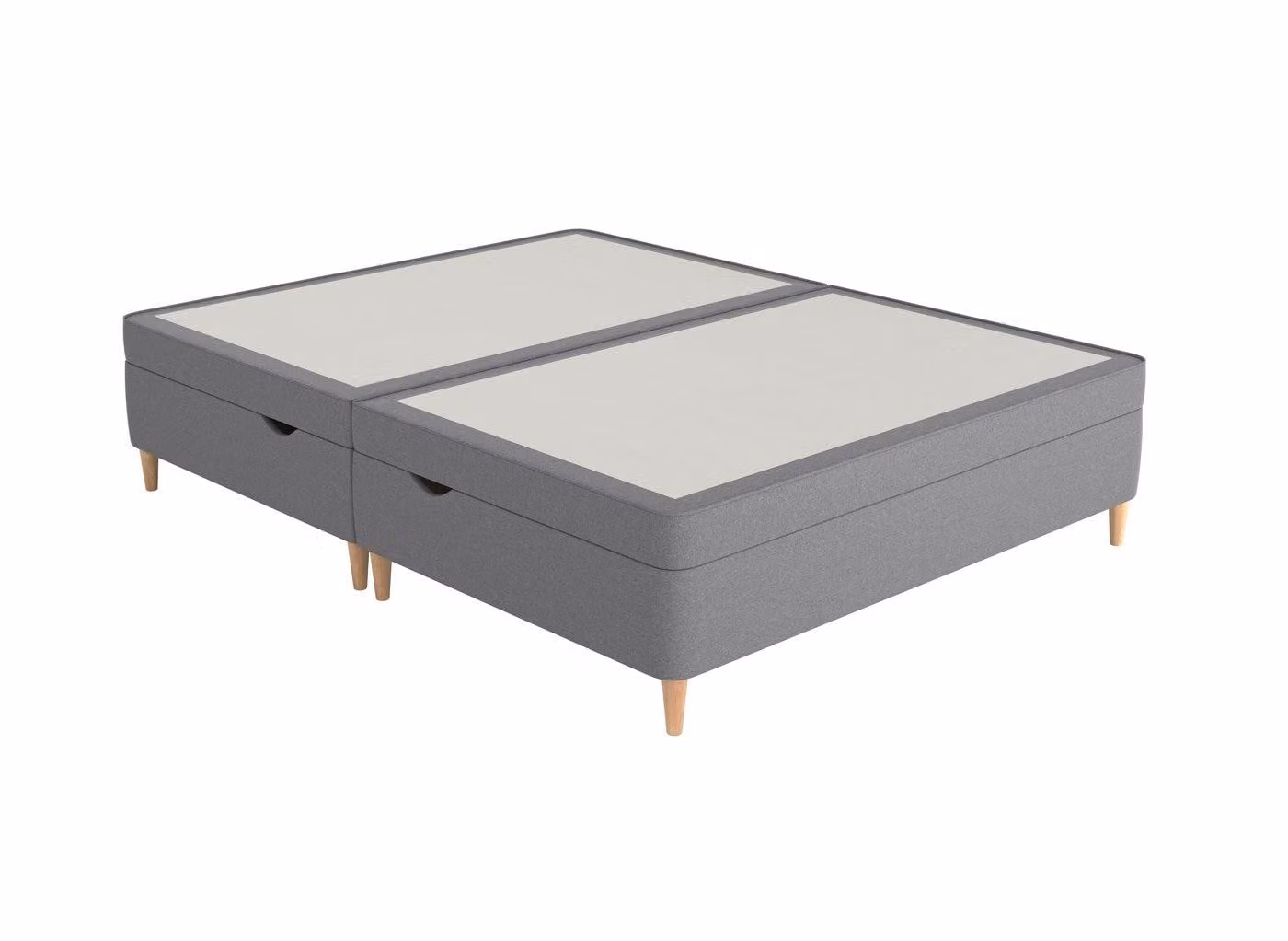 Therapur Slimline Ottoman Grey Upholstered Bouclé Fabric Bed with Lift Up Base