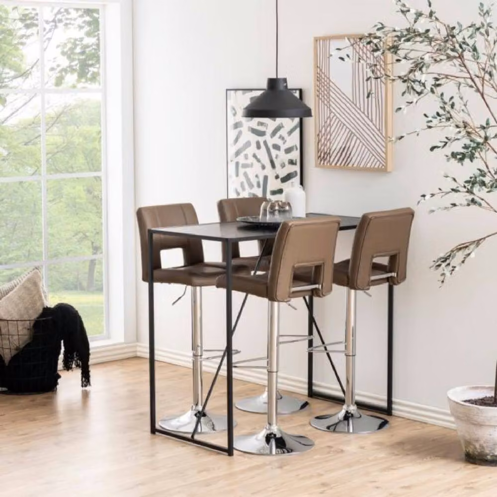 netfurniture Belgravia Industrial Bar Table with Black Ash Top and Black Metal Frame – 3
