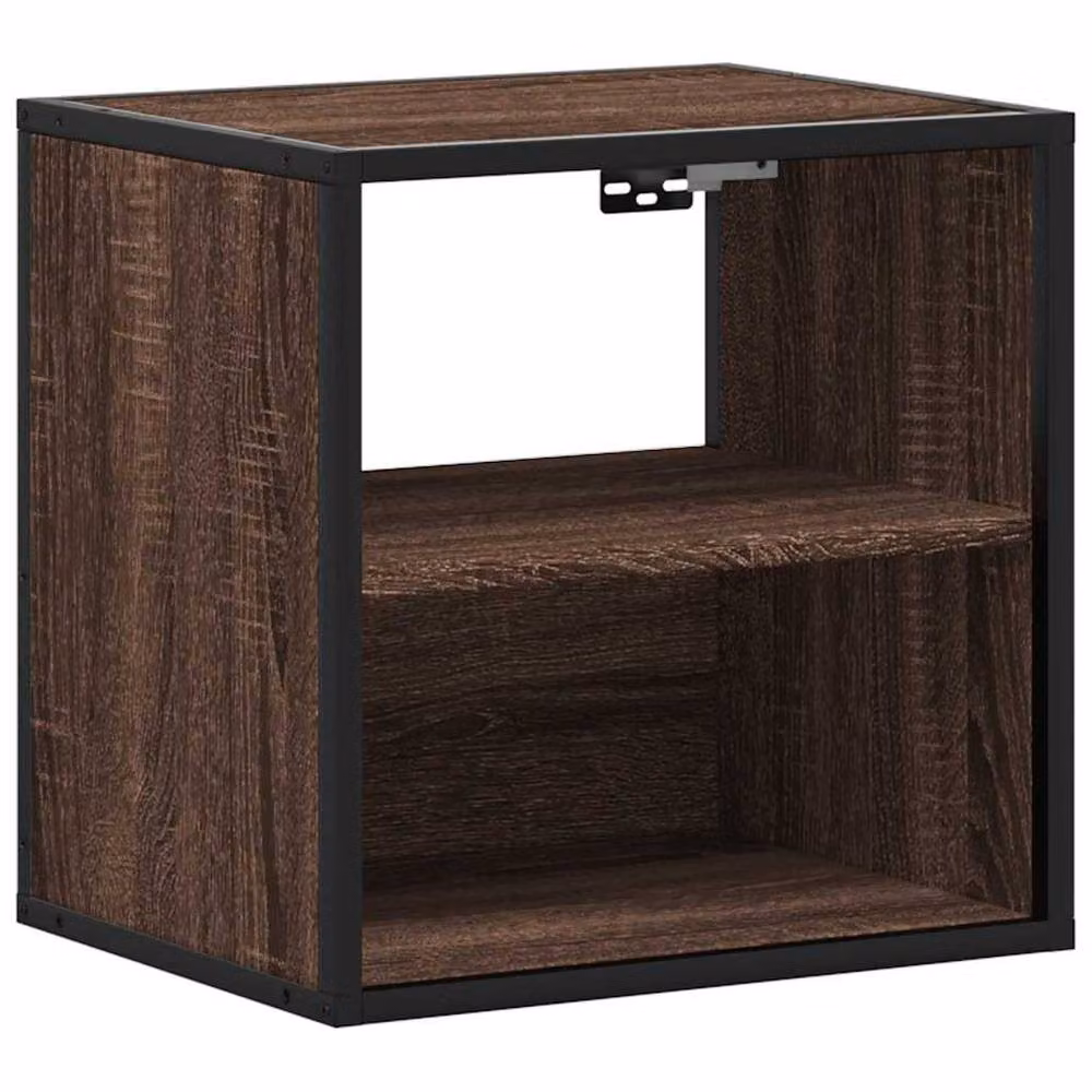 Berkfield Home Wall-mounted Bedside Cabinet, Brown Oak, W: 40 cm, D: 31 cm, H: 39.5 cm – 3