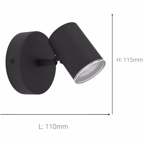 Loops Modern Black GU10 Ceiling Spotlight for Bathroom Lighting, Height: 11.5 cm, IP44 Rated – 2