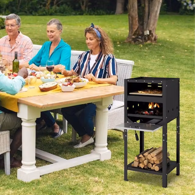 Costway Portable 30 cm Outdoor Pizza Oven with Cover, Black