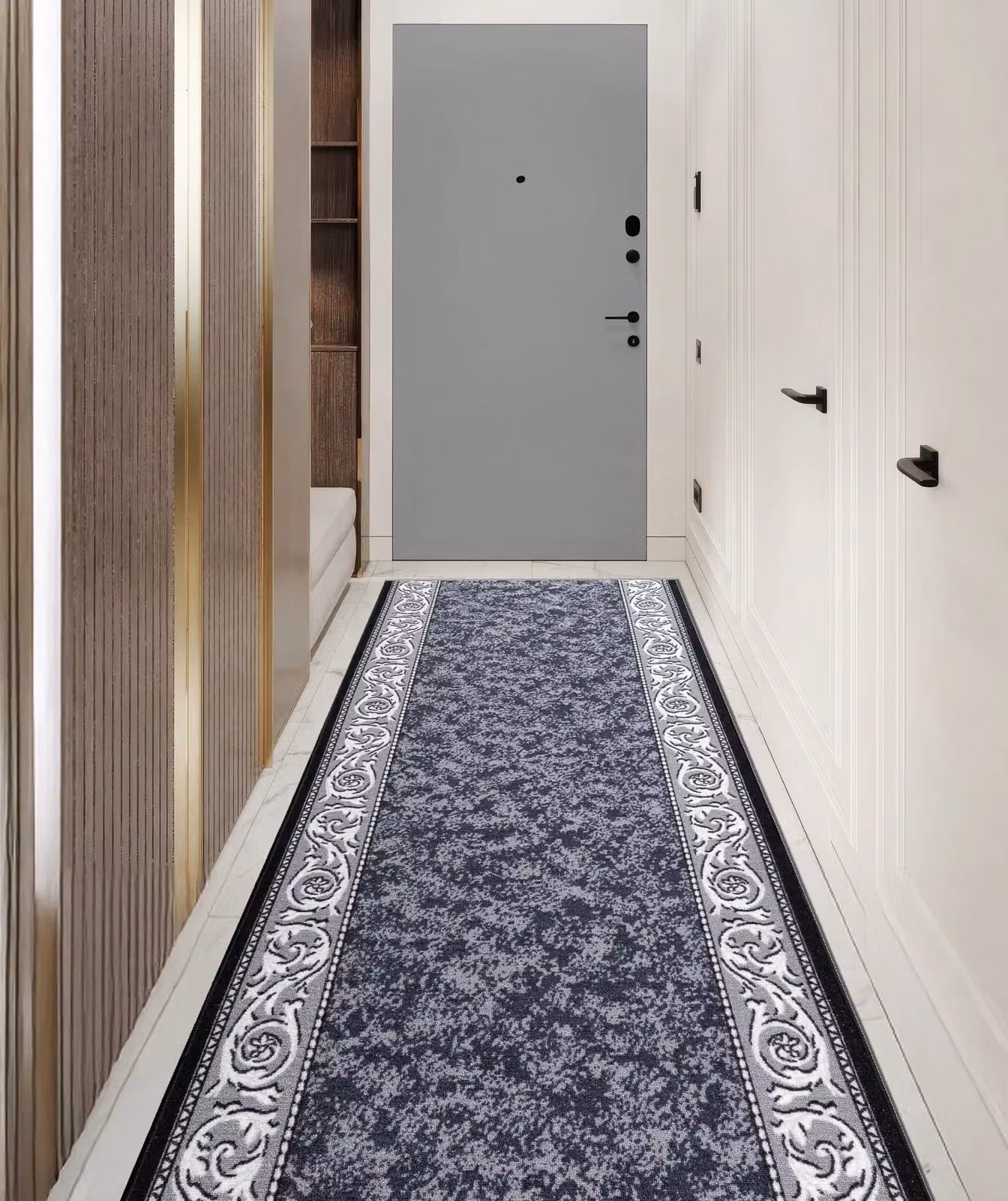 RugsX Romantic Grey Anti-Slip Polyamide Runner, W: 57 cm, L: 210 cm – 2